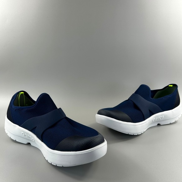 Oofos Oomg Mesh Low Men Size 12.5 Blue White Slip On Comfort Recovery Shoes NEW - Picture 3 of 6